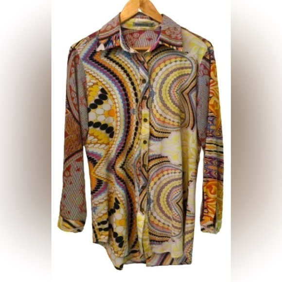 Mesmerize Tops - Mesmerize 70’s print button down long sleeve shirt SZ M psychedelic